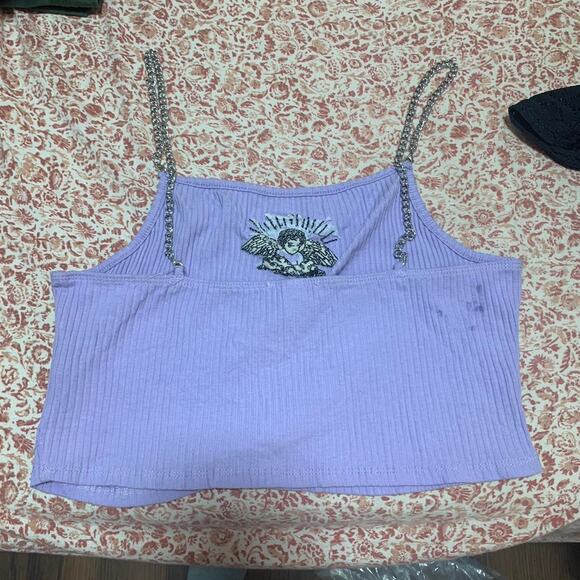 Derek Heart Angel purple crop top with chain straps size large - Picture 3 of 5